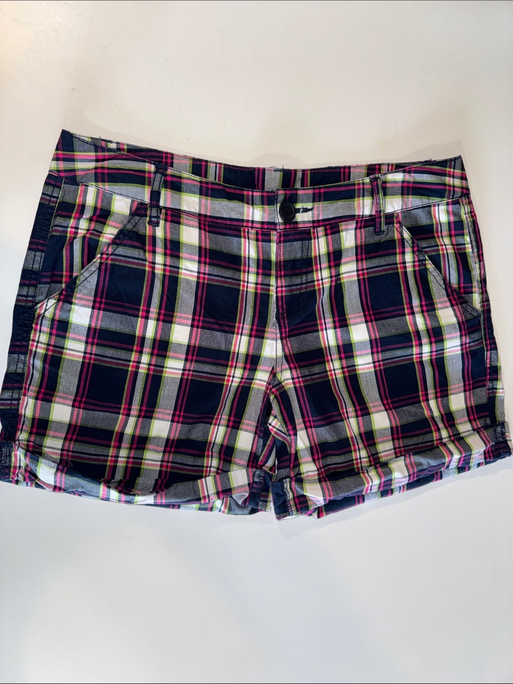 Women’s Y2K Maurices‎ Plaid Shorts - Navy and Pink Multicolor